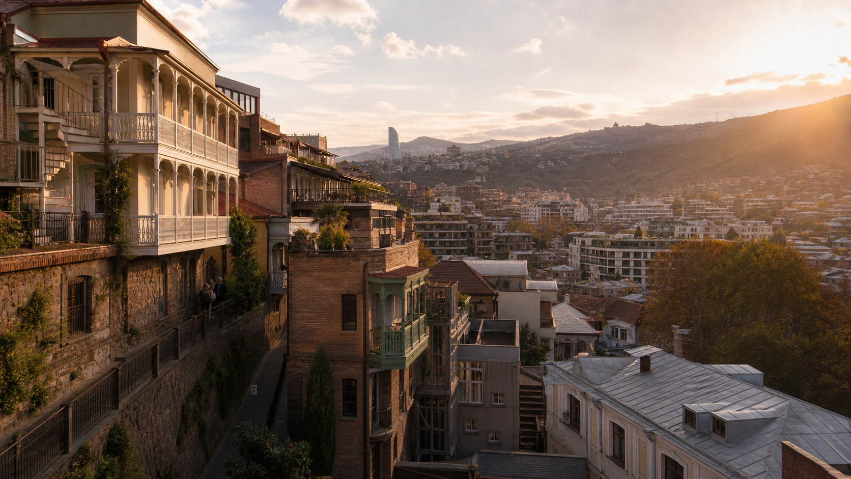 Layered Tbilisi heritage and contemporary cityscape