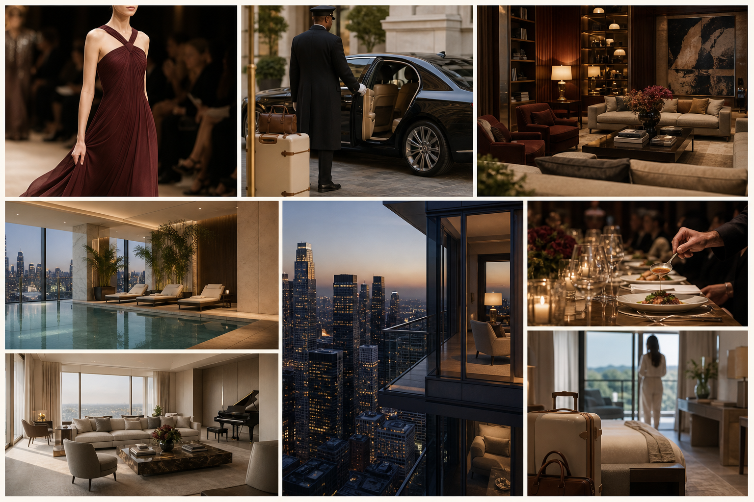 Editorial collage of branded residence lifestyle experiences