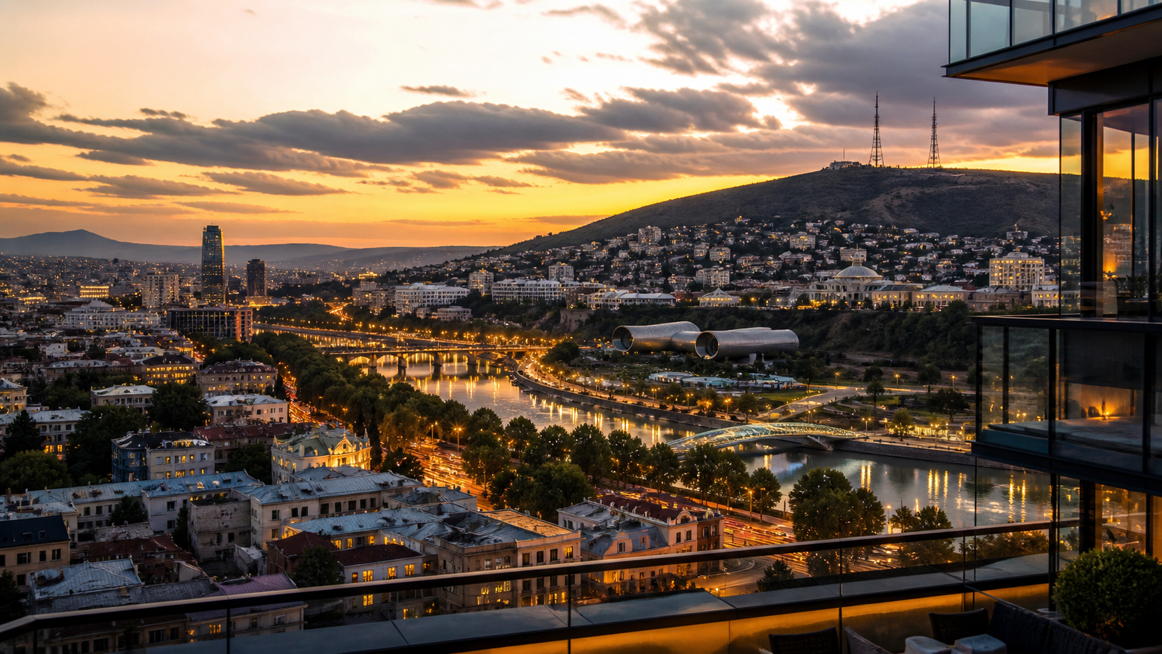 Tbilisi skyline and urban lifestyle atmosphere