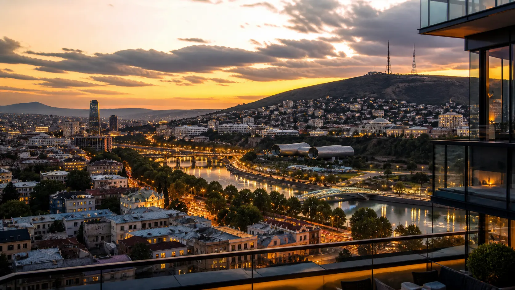 Tbilisi skyline and urban lifestyle atmosphere