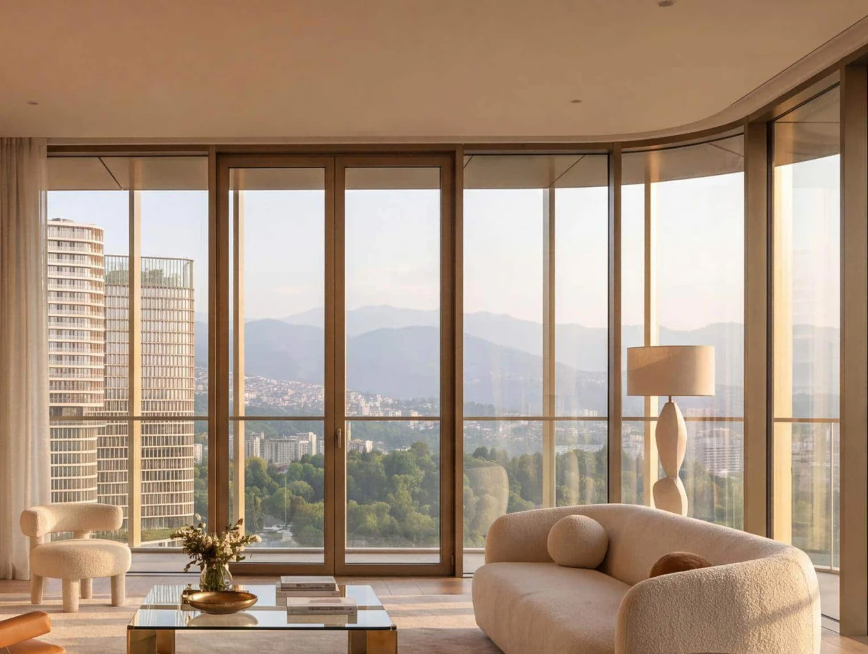 Trump Tower Tbilisi living room looking over the city